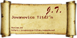 Jovanovics Titán névjegykártya